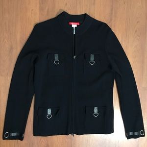 ANNE KLEIN | black lightweight zipper cardigan